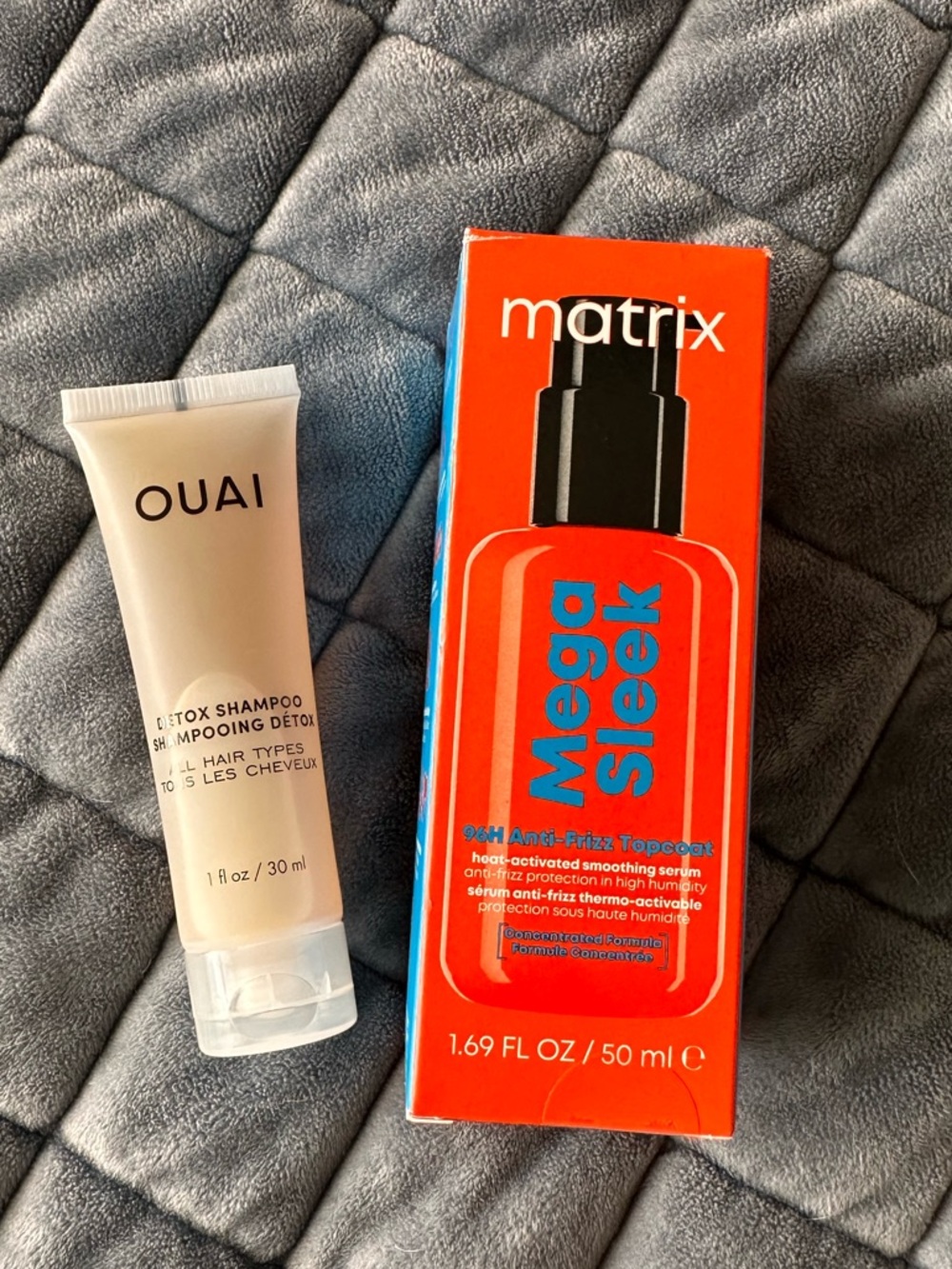 Matrix Mega Sleek Heat-Activated Smoothing Serum and Ouai Detox Shampoo